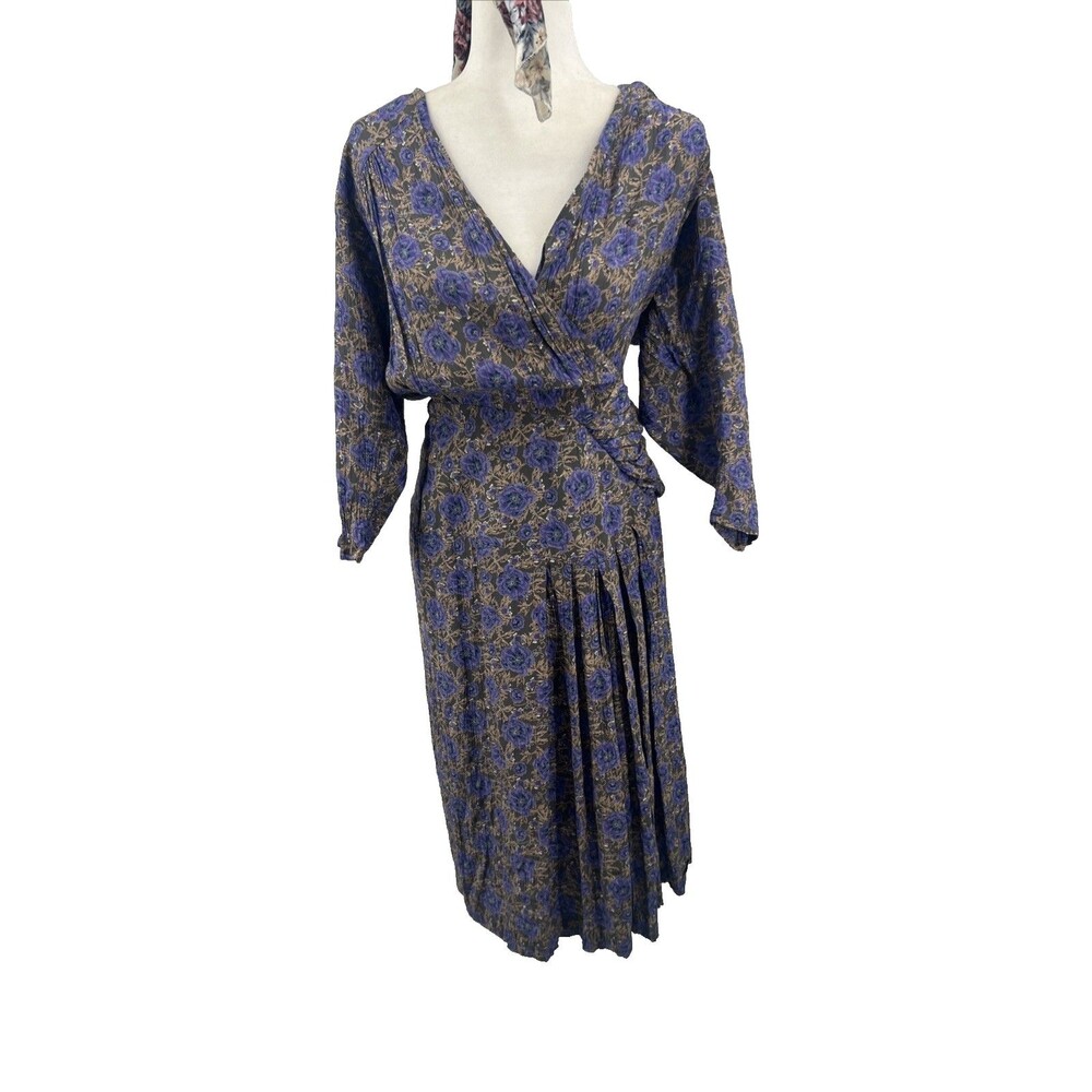 Vintage Michelle Stuart Purple Floral Dress Size 6 USA made
